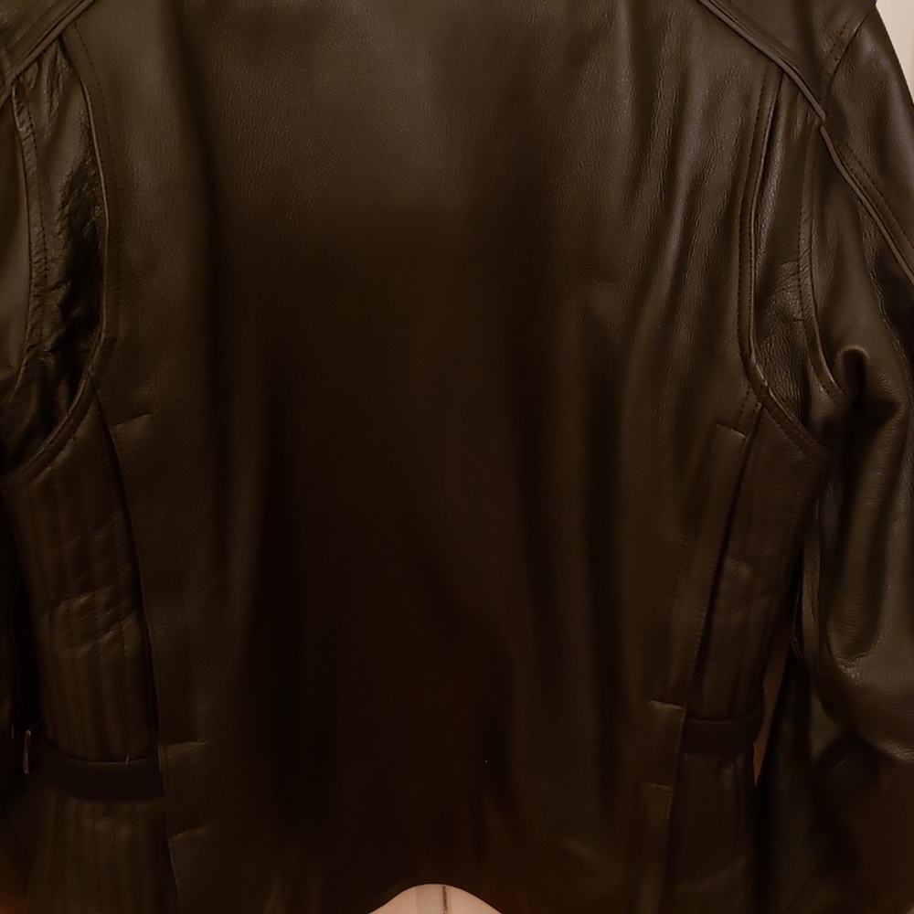 Leather women's motorcycle jacket